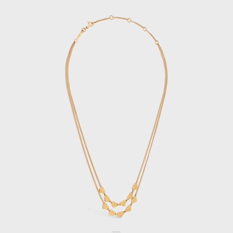 CELINE Gold Coeur Double Necklace in Brass With Finish R0ZNN1262