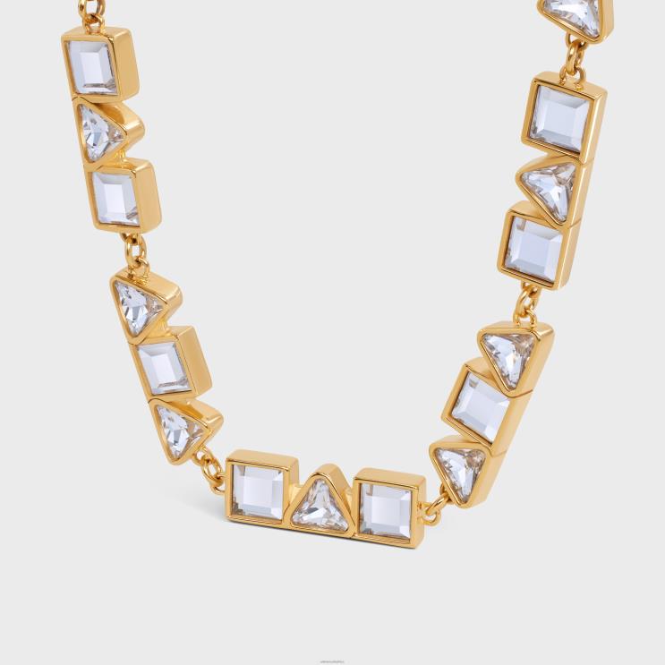 CELINE Gold Geometric Bracelet in Brass With Finish & Strass R0ZNN1266