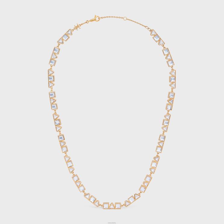 CELINE Gold Geometric Necklace in Brass With Finish & Strass R0ZNN1265