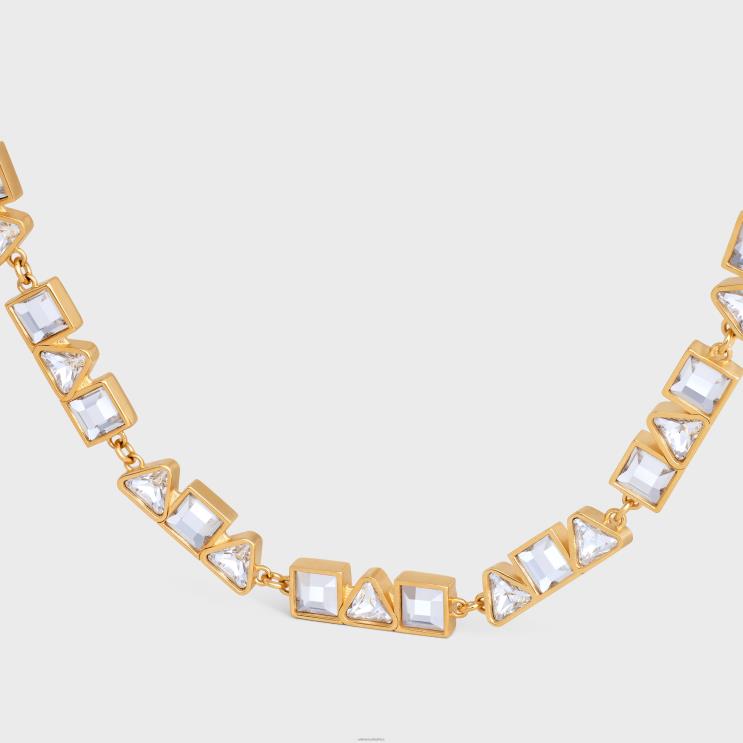 CELINE Gold Geometric Necklace in Brass With Finish & Strass R0ZNN1265