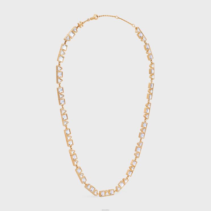 CELINE Gold Geometric Necklace in Brass With Finish & Strass R0ZNN1265