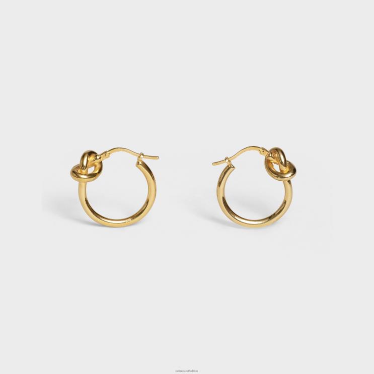 CELINE Gold Knot Small Hoops in Brass With Finish R0ZNN1351