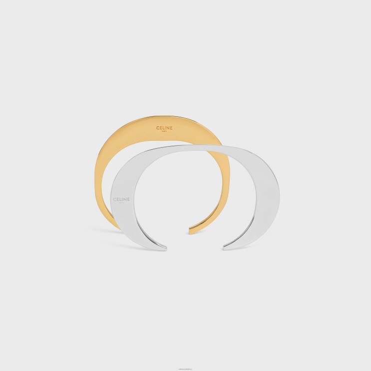 CELINE Gold/Silver Formes Abstraites Set of 2 Cuffs in Brass With Gold & Rhodium Finish R0ZNN1372