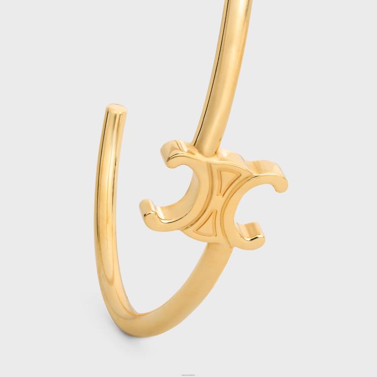 CELINE Gold Triomphe Asymmetric Cuff in Brass With Finish R0ZNN1289