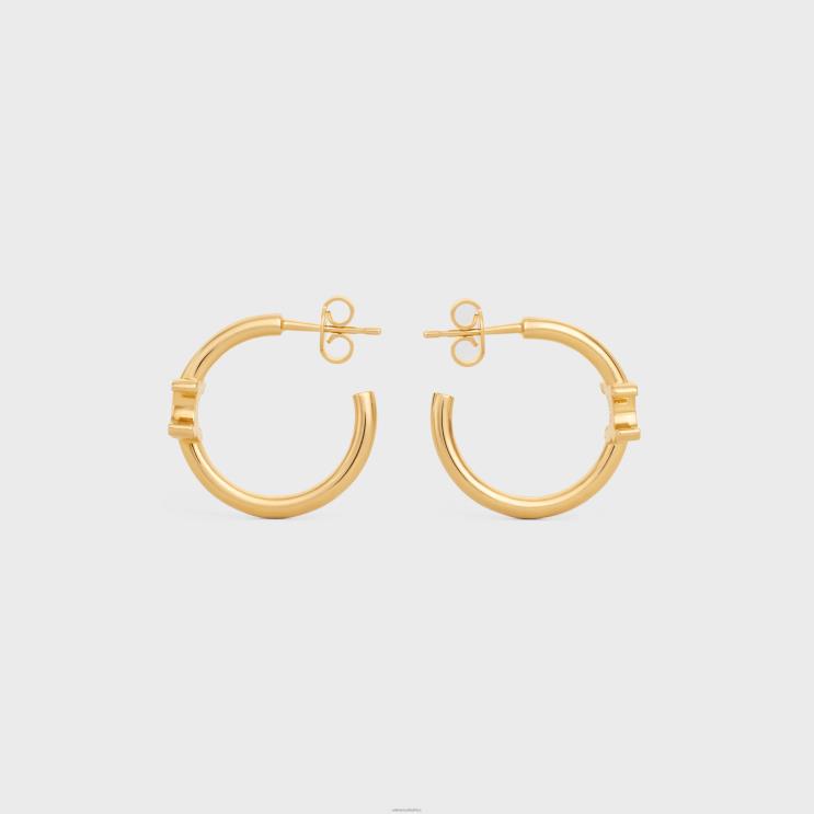 CELINE Gold Triomphe Asymmetric Hoops in Brass With Finish R0ZNN1291