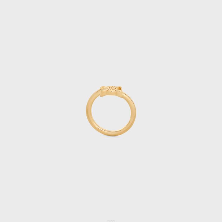 CELINE Gold Triomphe Asymmetric Ring in Brass With Finish R0ZNN1293