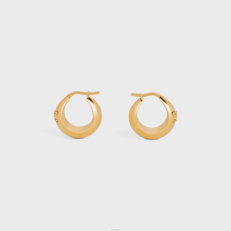 CELINE Gold Triomphe Bold Hoops in Brass With Finish R0ZNN1307