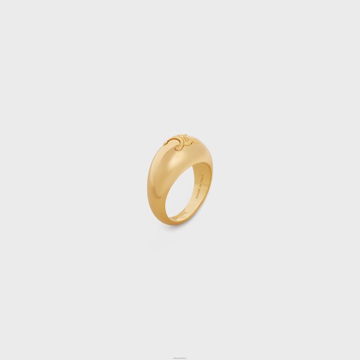 CELINE Gold Triomphe Bold Ring in Brass With Finish R0ZNN1308