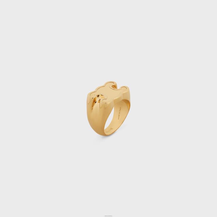CELINE Gold Triomphe Chevaliere Ring in Brass With Finish R0ZNN1309