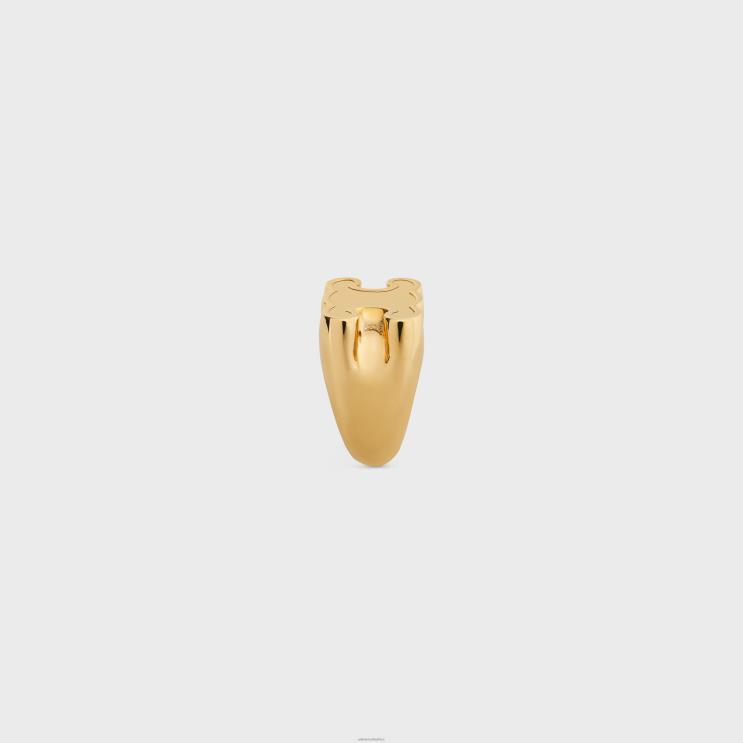 CELINE Gold Triomphe Chevaliere Ring in Brass With Finish R0ZNN1309