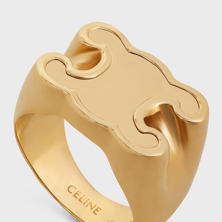 CELINE Gold Triomphe Chevaliere Ring in Brass With Finish R0ZNN1309