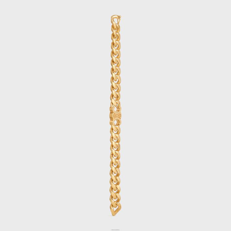 CELINE Gold Triomphe Gourmette Bracelet in Brass With Finish R0ZNN1311