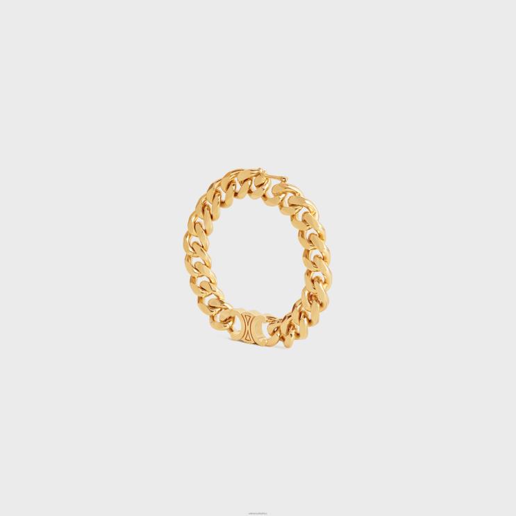CELINE Gold Triomphe Gourmette Bracelet in Brass With Finish R0ZNN1311