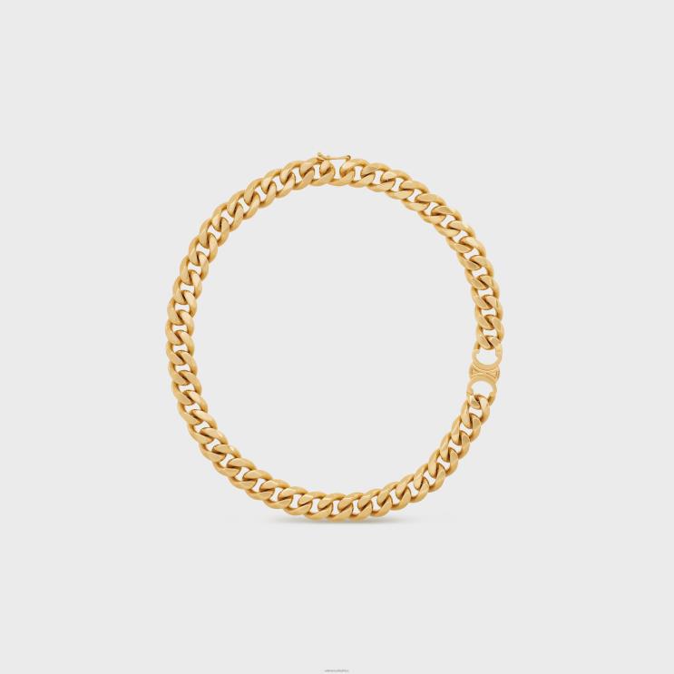 CELINE Gold Triomphe Gourmette Necklace in Brass With Finish R0ZNN1310