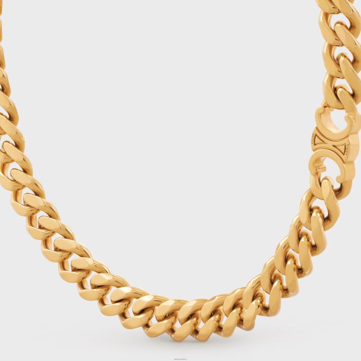 CELINE Gold Triomphe Gourmette Necklace in Brass With Finish R0ZNN1310