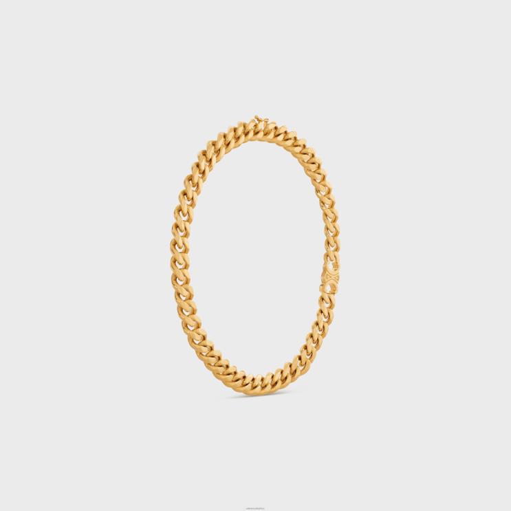 CELINE Gold Triomphe Gourmette Necklace in Brass With Finish R0ZNN1310