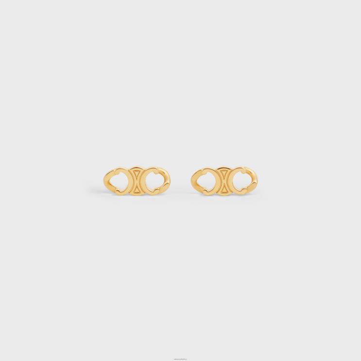 CELINE Gold Triomphe Gourmette Studs in Brass With Finish R0ZNN1312