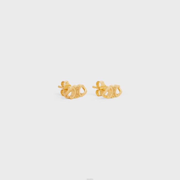 CELINE Gold Triomphe Gourmette Studs in Brass With Finish R0ZNN1312