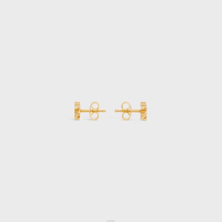 CELINE Gold Triomphe Gourmette Studs in Brass With Finish R0ZNN1312