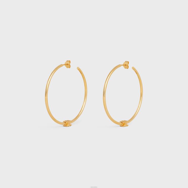 CELINE Gold Triomphe Large Hoops in Brass With Finish R0ZNN1260