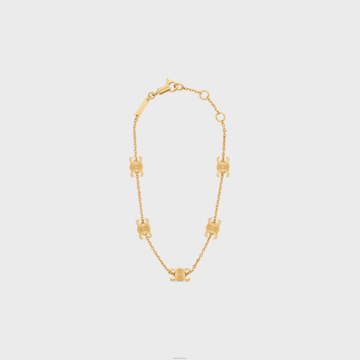 CELINE Gold Triomphe Mini Triomphe Bracelet in Brass With Finish R0ZNN1297
