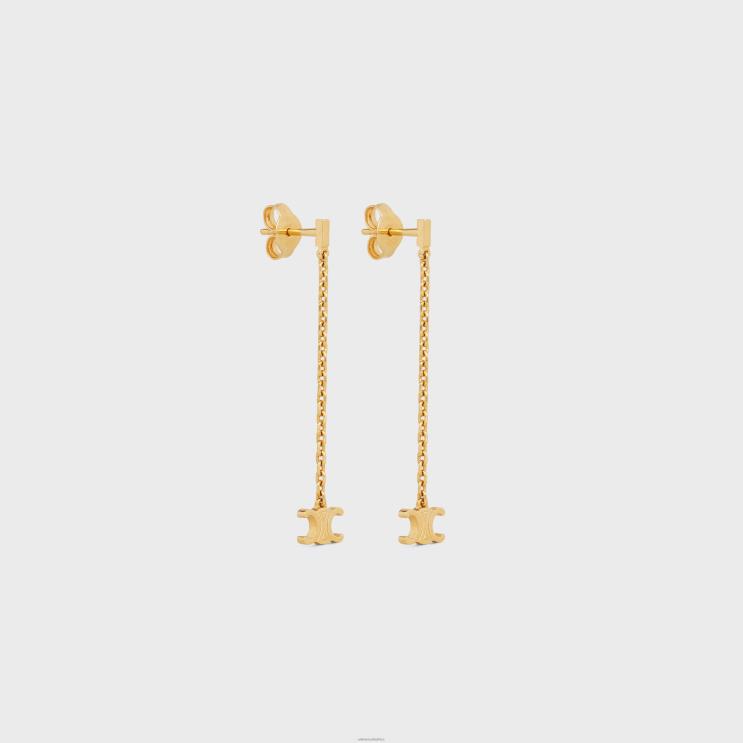 CELINE Gold Triomphe Mini Triomphe Earrings in Brass With Finish R0ZNN1298