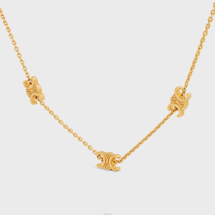 CELINE Gold Triomphe Mini Triomphe Necklace in Brass With Finish R0ZNN1296