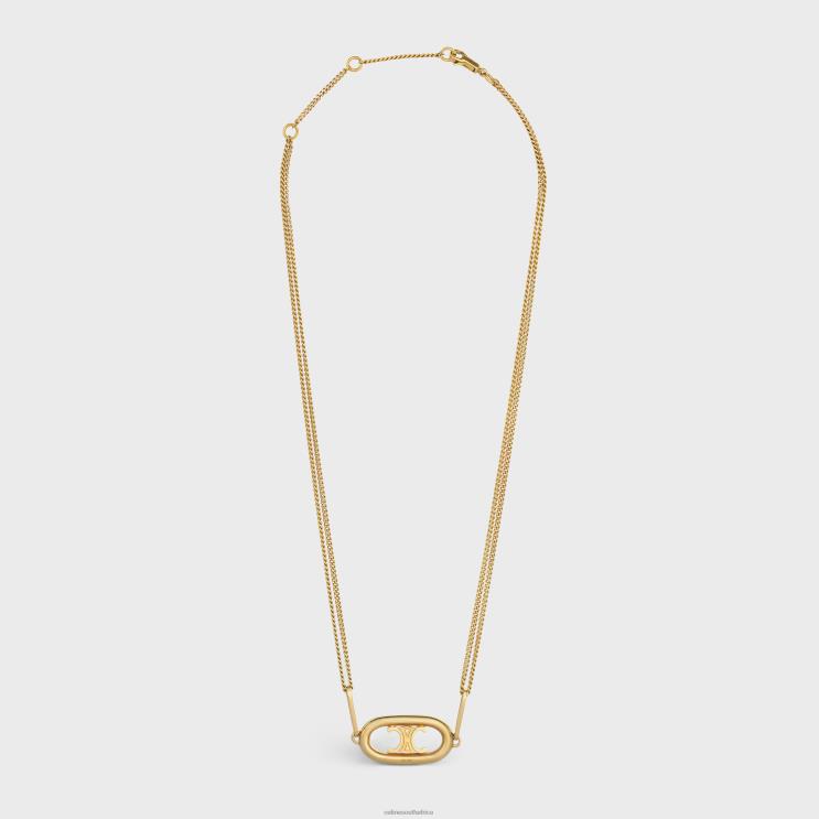 CELINE Gold Triomphe Necklace in Brass R0ZNN1315