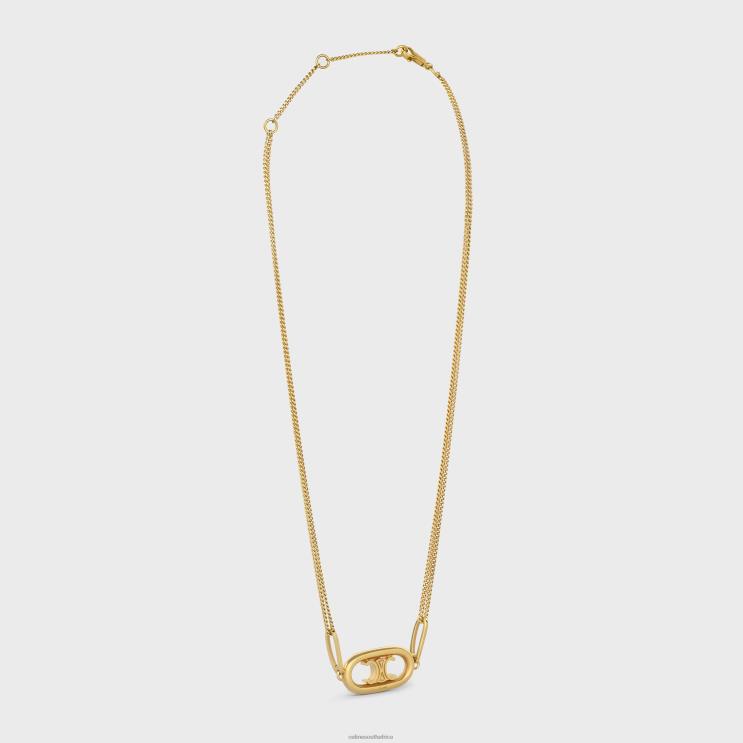 CELINE Gold Triomphe Necklace in Brass R0ZNN1315