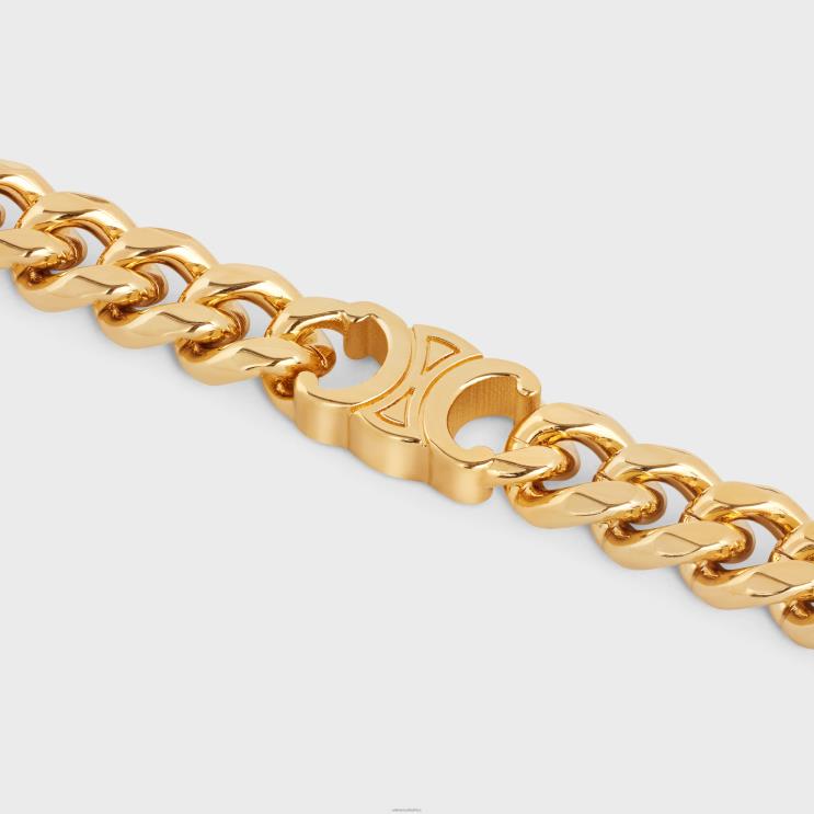 CELINE Gold Triomphe Small Gourmette Bracelet in Brass With Finish R0ZNN1278