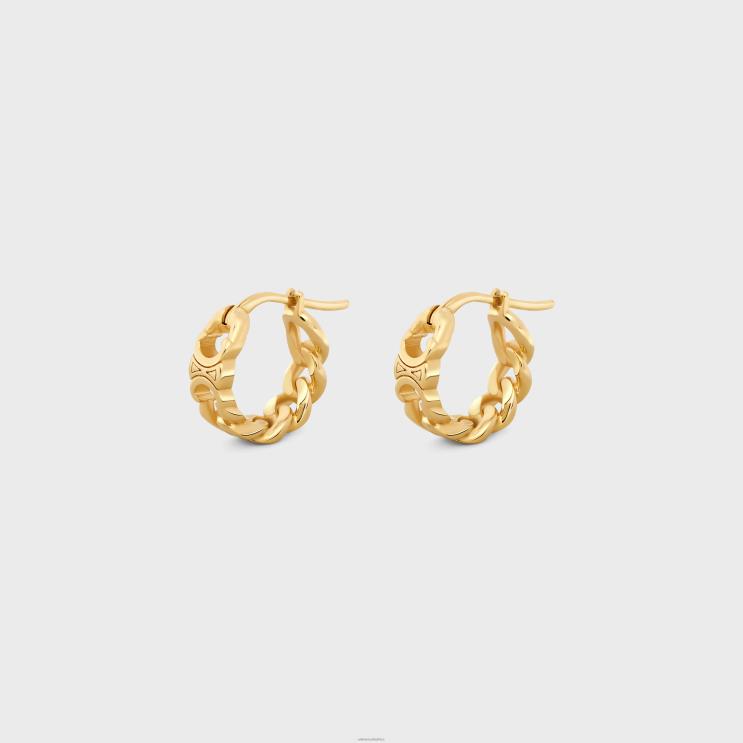 CELINE Gold Triomphe Small Gourmette Hoops in Brass With Finish R0ZNN1279
