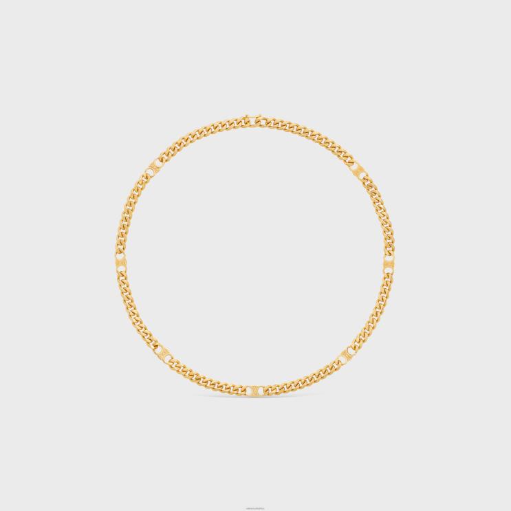 CELINE Gold Triomphe Small Gourmette Necklace in Brass With Finish R0ZNN1277