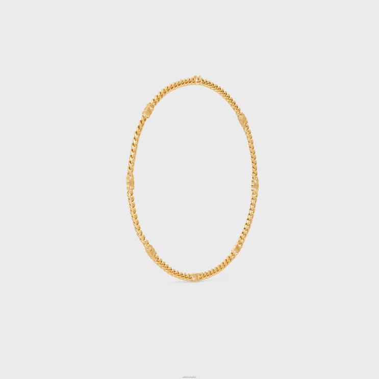 CELINE Gold Triomphe Small Gourmette Necklace in Brass With Finish R0ZNN1277