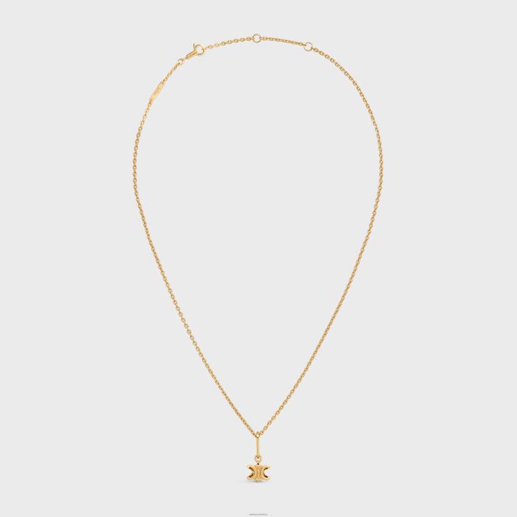 CELINE Gold Triomphe Solitaire Necklace in Brass With Finish R0ZNN1270