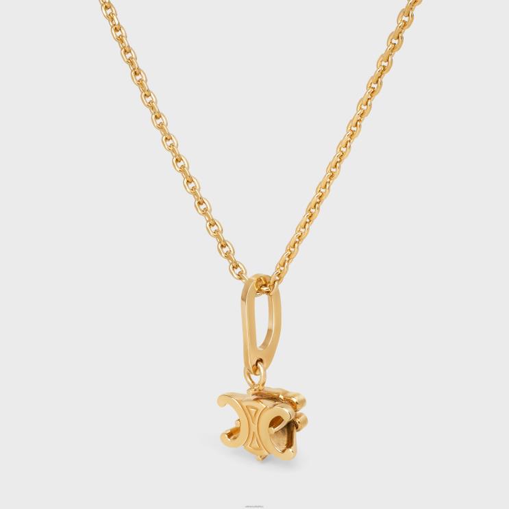CELINE Gold Triomphe Solitaire Necklace in Brass With Finish R0ZNN1270