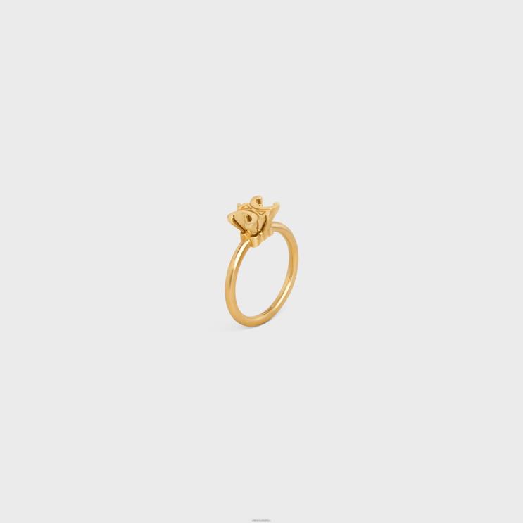 CELINE Gold Triomphe Solitaire Ring in Brass With Finish R0ZNN1271