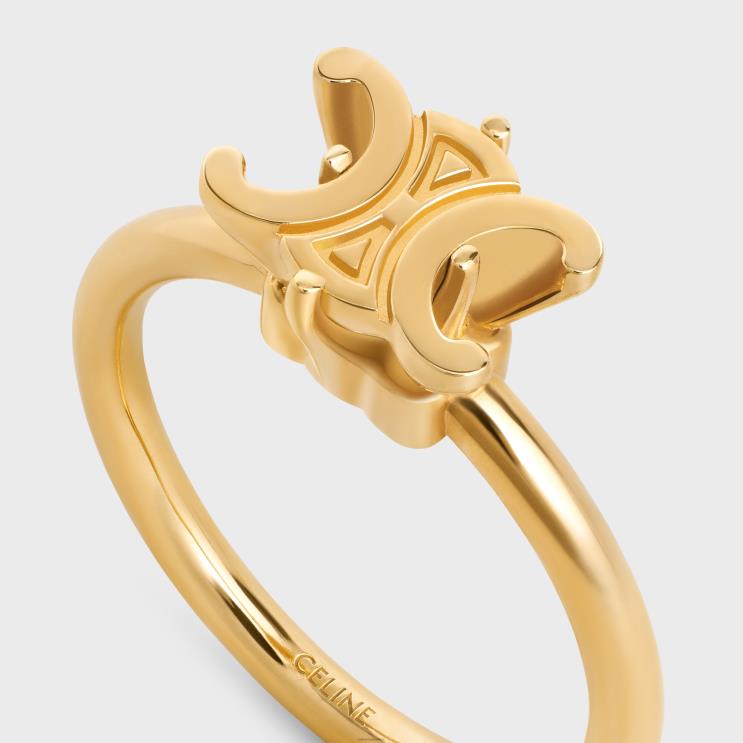 CELINE Gold Triomphe Solitaire Ring in Brass With Finish R0ZNN1271