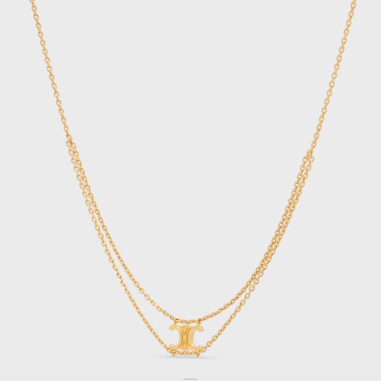 CELINE Gold Triomphe Suspended Necklace in Brass With Finish R0ZNN1305