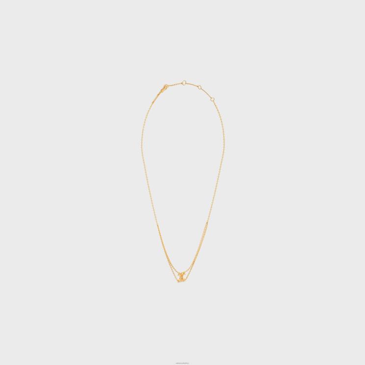 CELINE Gold Triomphe Suspended Necklace in Brass With Finish R0ZNN1305