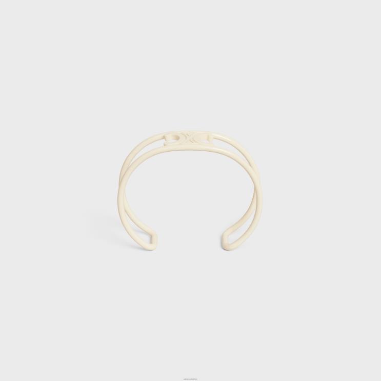 CELINE Off White Triomphe Cuff in Varnished Brass R0ZNN1320