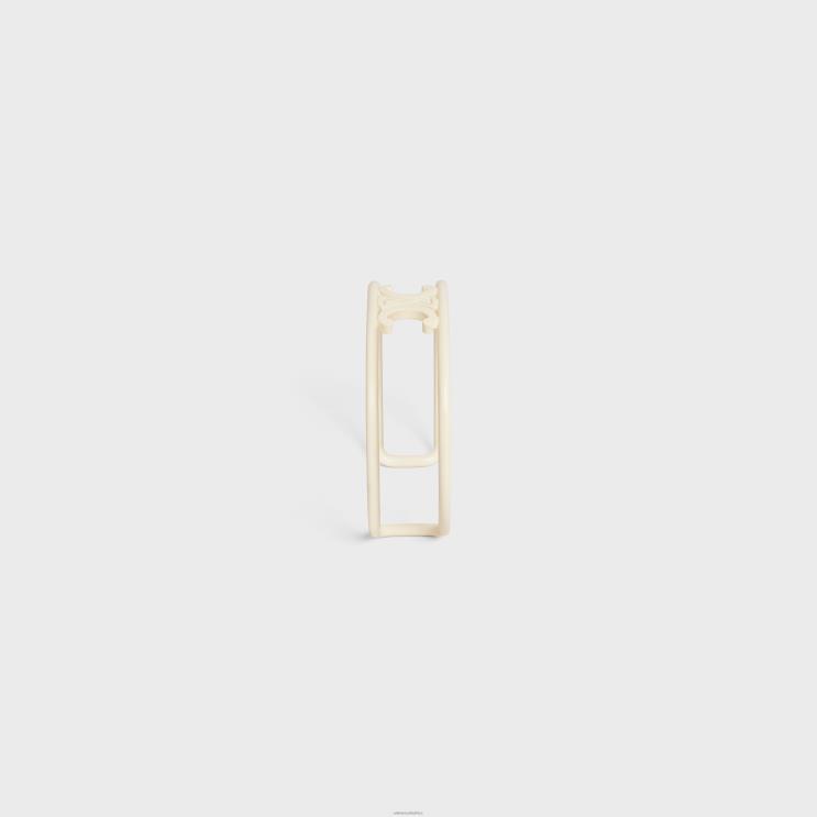 CELINE Off White Triomphe Cuff in Varnished Brass R0ZNN1320