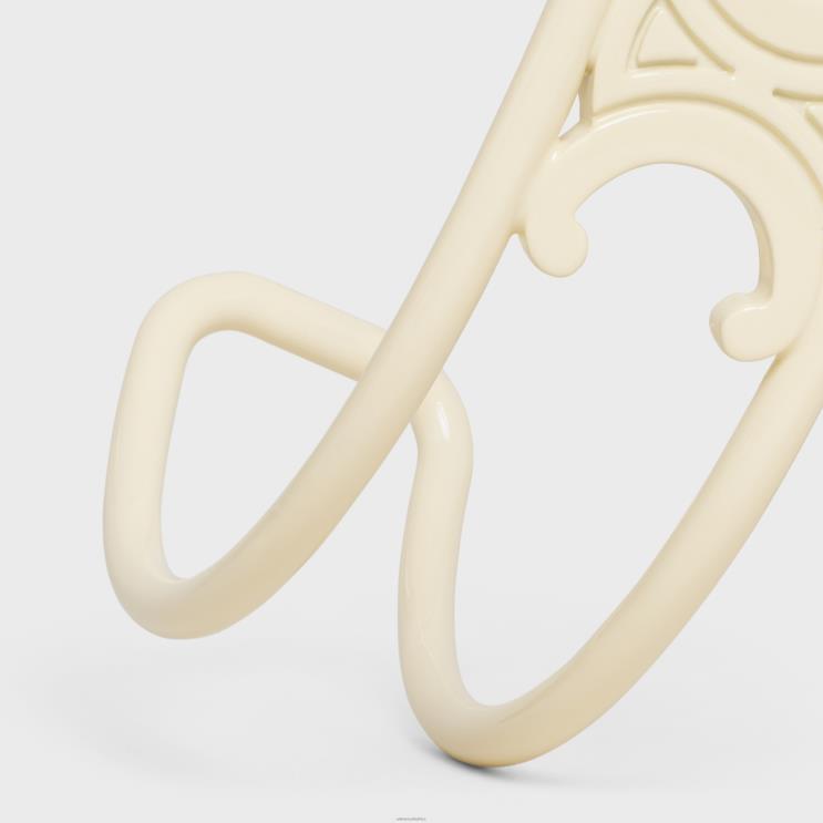 CELINE Off White Triomphe Cuff in Varnished Brass R0ZNN1320