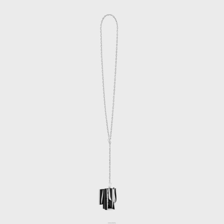 CELINE Silver/Black Nevelson Project Necklace Sterling Silver & Oak Wood R0ZNN1363