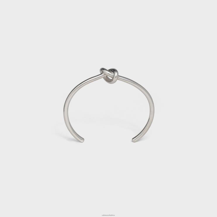 CELINE Silver Knot Extra-Thin Bracelet in Brass With Rhodium Finish R0ZNN1368