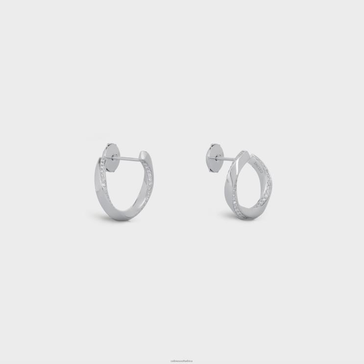 CELINE White Gold & White Torsion Earrings in Diamonds R0ZNN1409