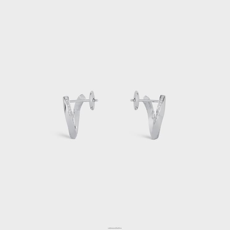 CELINE White Gold & White Torsion Earrings in Diamonds R0ZNN1409