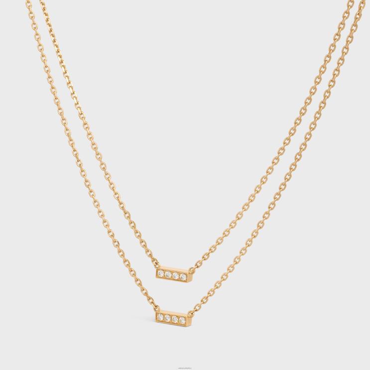 CELINE Yellow Gold & White Line Double Necklace in Diamonds R0ZNN1390