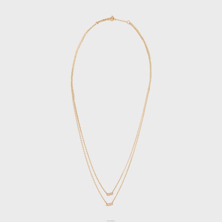 CELINE Yellow Gold & White Line Double Necklace in Diamonds R0ZNN1390