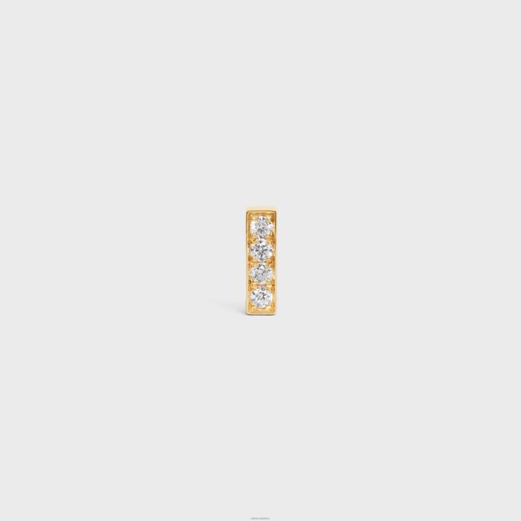 CELINE Yellow Gold & White Line Stud in Diamonds R0ZNN1396
