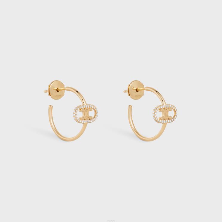 CELINE Yellow Gold & White Maillon Triomphe Hoops in Diamonds R0ZNN1380